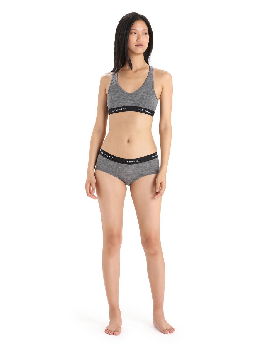 Bielizny Icebreaker Merino Sprite Hot Pants Damskie Szare Czarne | PL 1240BEXC